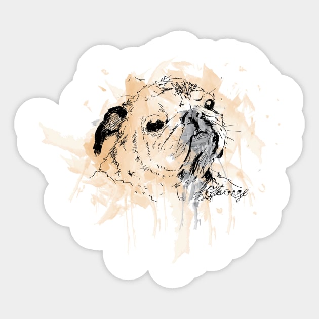 George the pug Sticker by geckolir